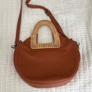 Anthropologie Brown Shoulder Bag with Woven Handle